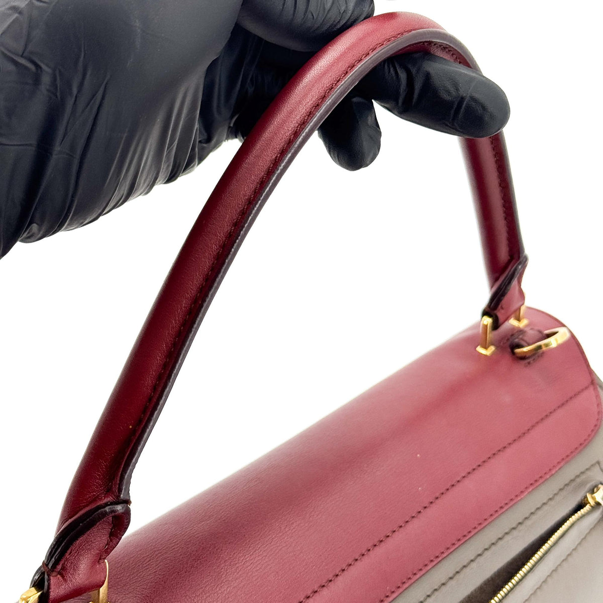 Celine Trapeze Small Tote Bag Burgundy Dark Brown