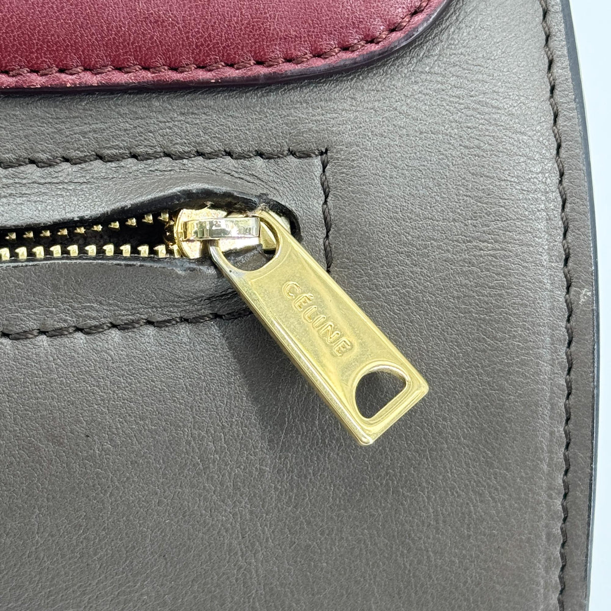 Celine Trapeze Small Tote Bag Burgundy Dark Brown
