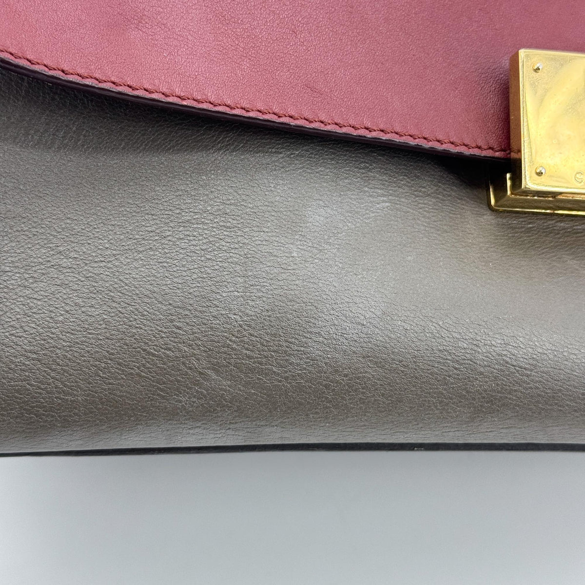 Celine Trapeze Small Tote Bag Burgundy Dark Brown