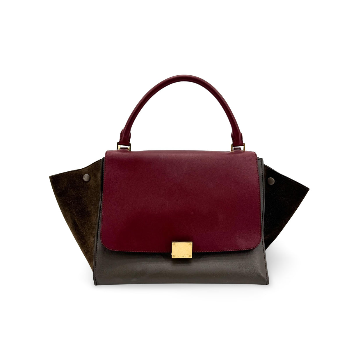 Celine Trapeze Small Tote Bag Burgundy Dark Brown