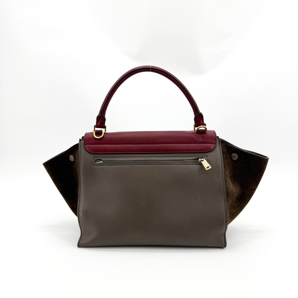 Celine Trapeze Small Tote Bag Burgundy Dark Brown