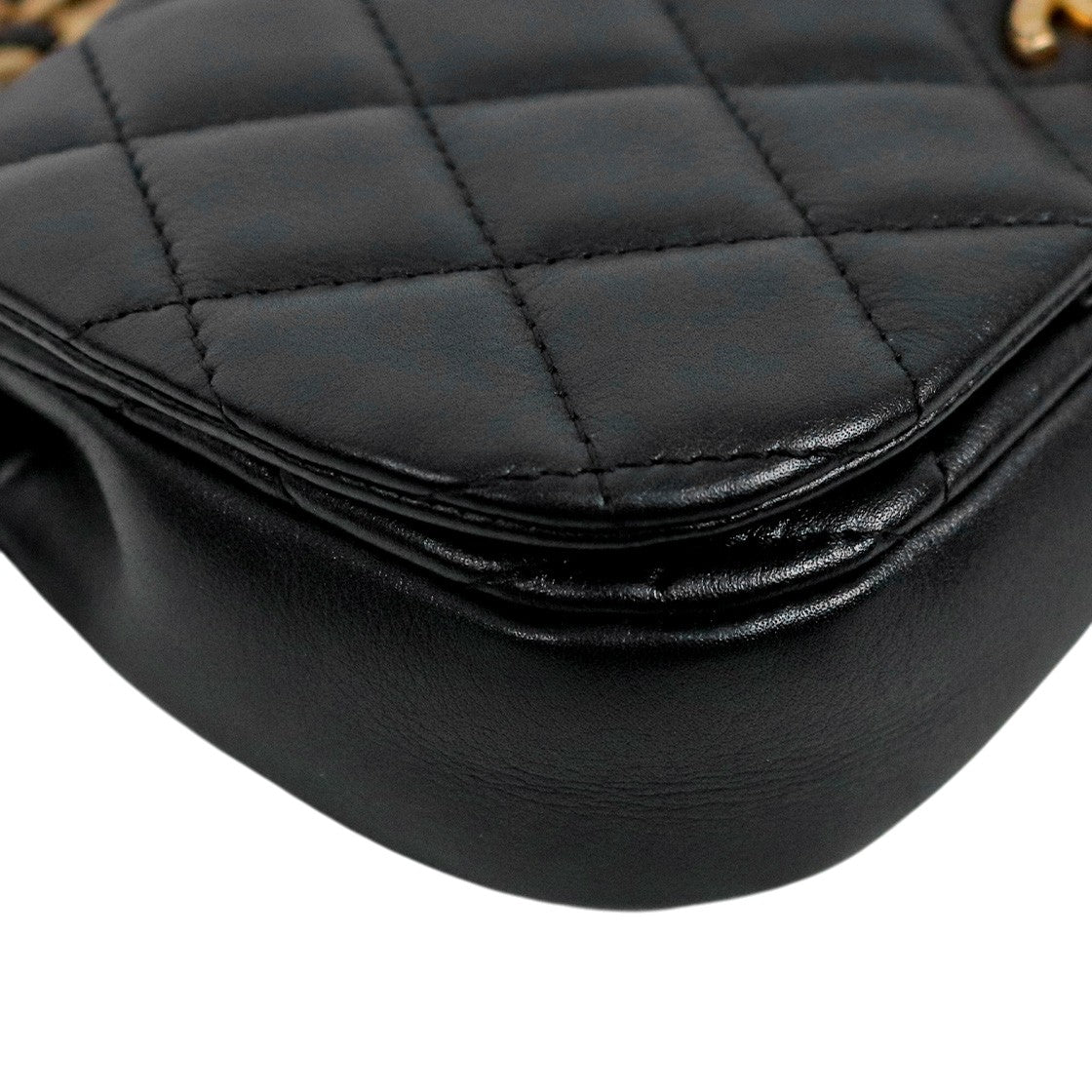 Chanel Black Leather Mini Chain Crossbody Bag