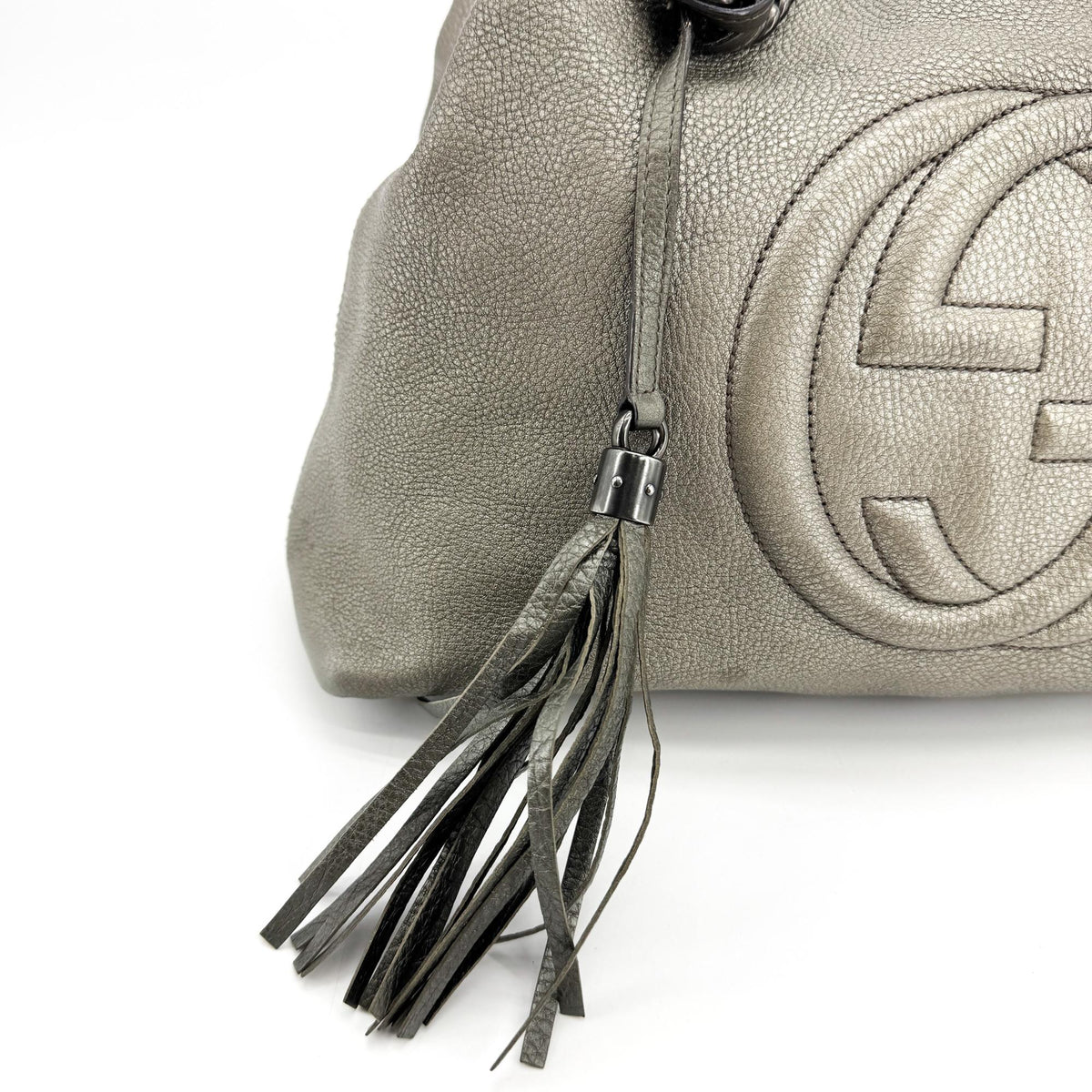 Gucci Soho Interlocking G Chain Crossbody Bag Metallic Dark Gray
