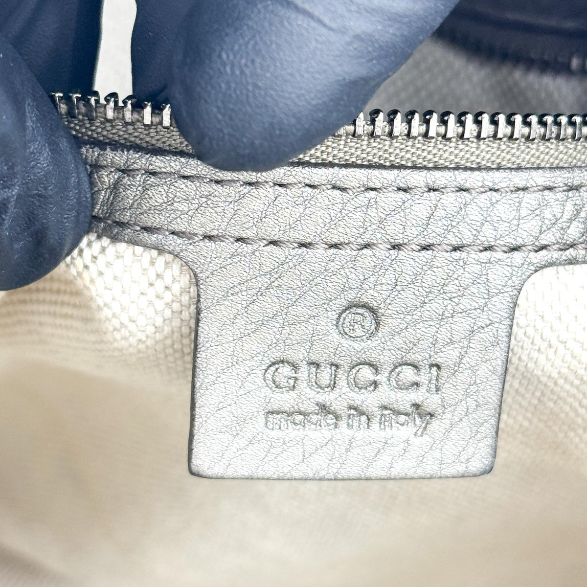 Gucci Soho Interlocking G Chain Crossbody Bag Metallic Dark Gray