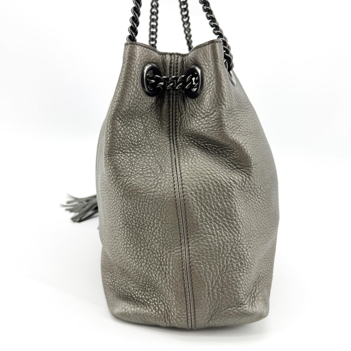 Gucci Soho Interlocking G Chain Crossbody Bag Metallic Dark Gray