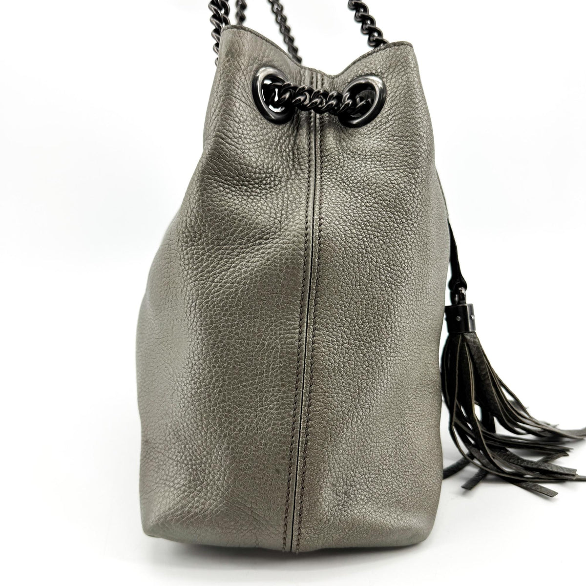 Gucci Soho Interlocking G Chain Crossbody Bag Metallic Dark Gray