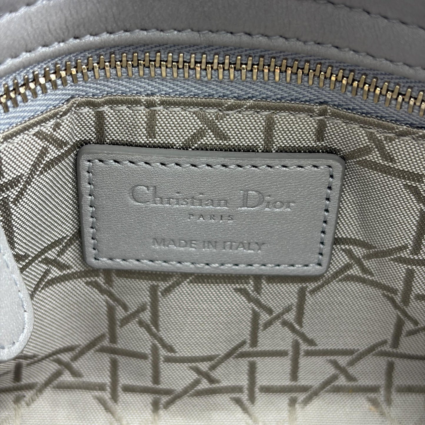 Dior Mini Lady Dior Bag Steel Grey Lambskin Gold Hardware