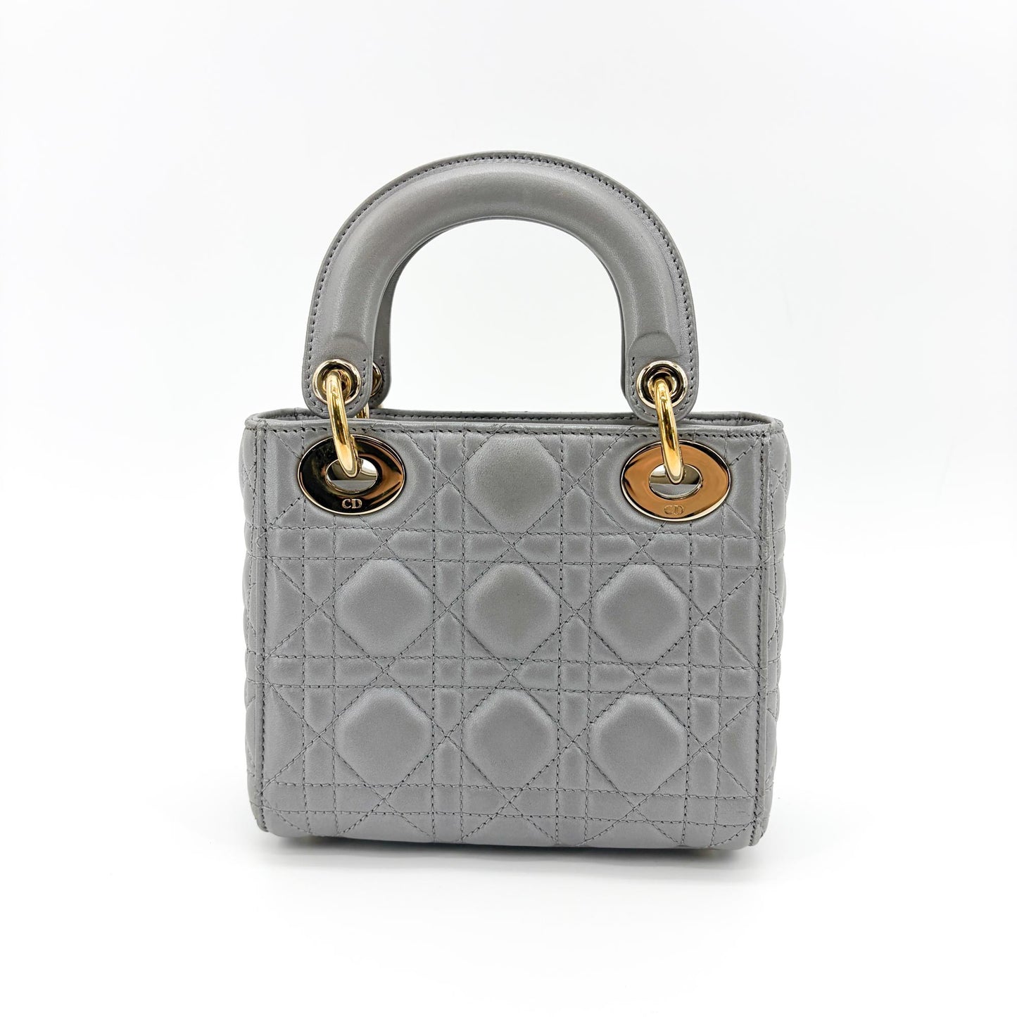 Dior Mini Lady Dior Bag Steel Grey Lambskin Gold Hardware