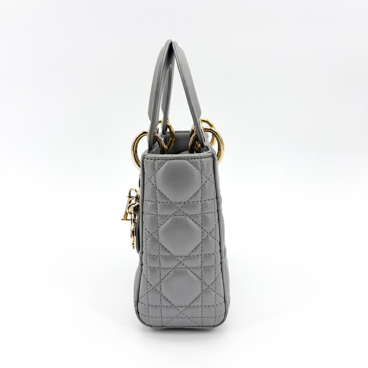 Dior Mini Lady Dior Bag Steel Grey Lambskin Gold Hardware