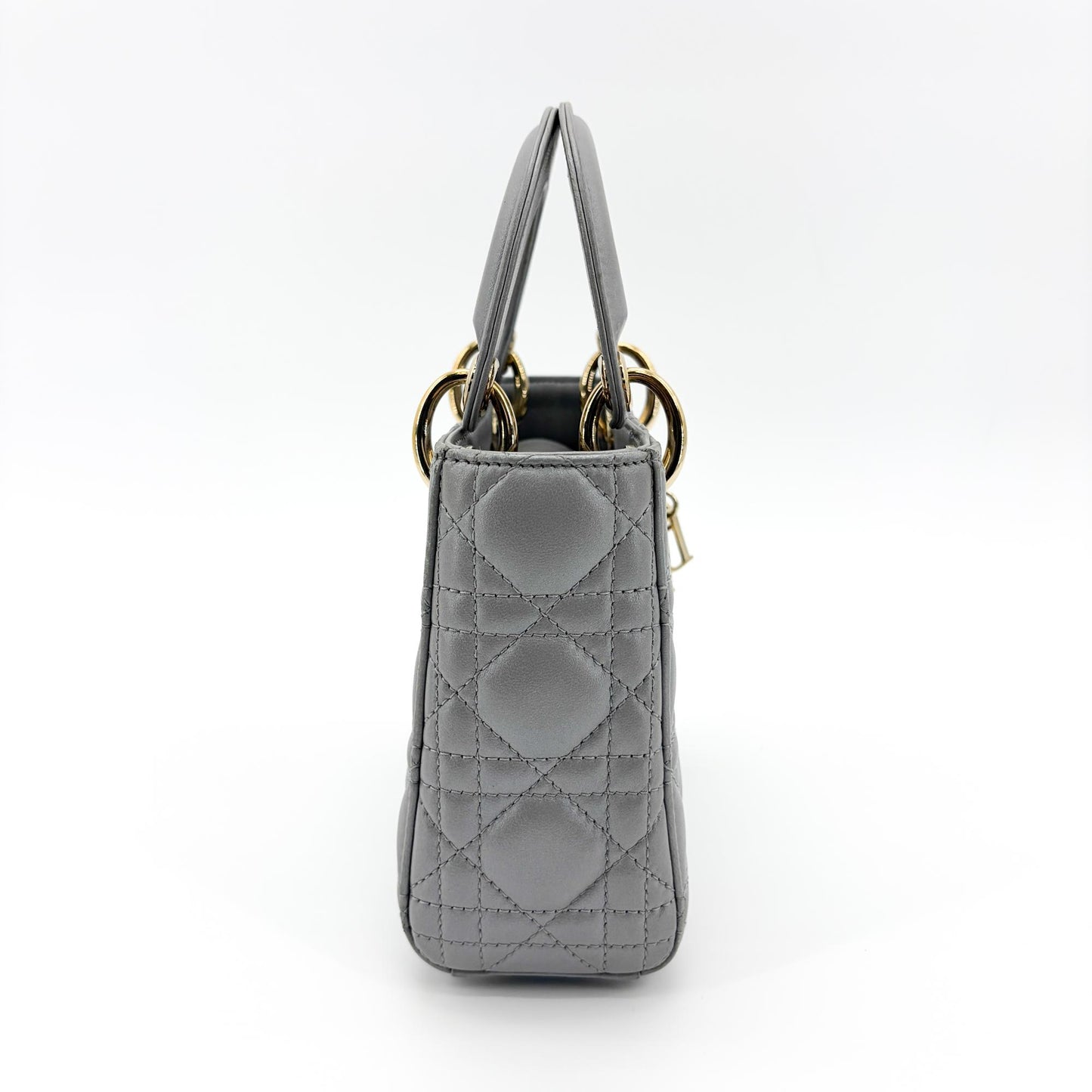 Dior Mini Lady Dior Bag Steel Grey Lambskin Gold Hardware