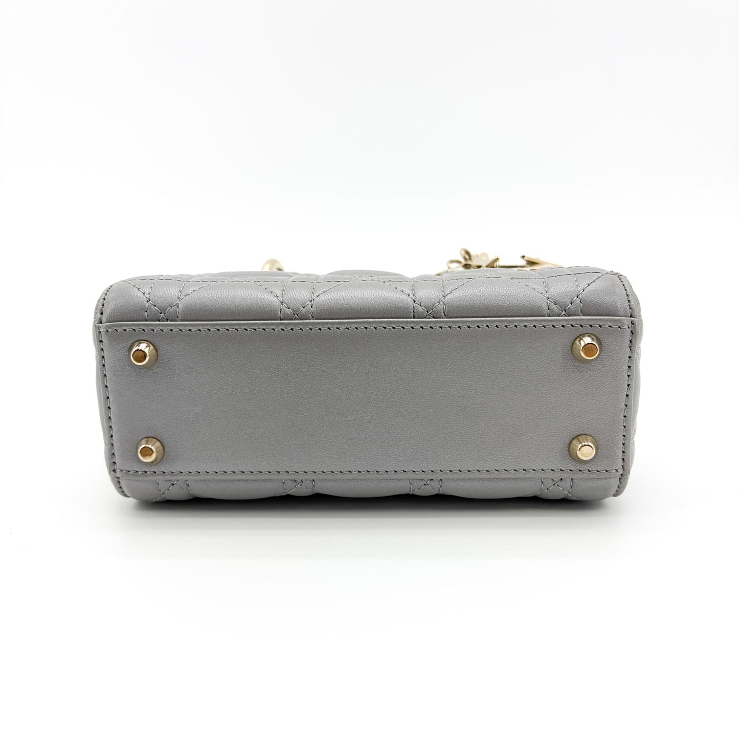 Dior Mini Lady Dior Bag Steel Grey Lambskin Gold Hardware