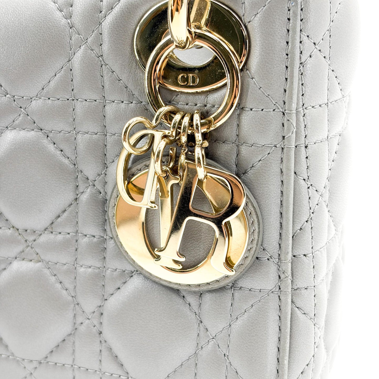 Dior Mini Lady Dior Bag Steel Grey Lambskin Gold Hardware