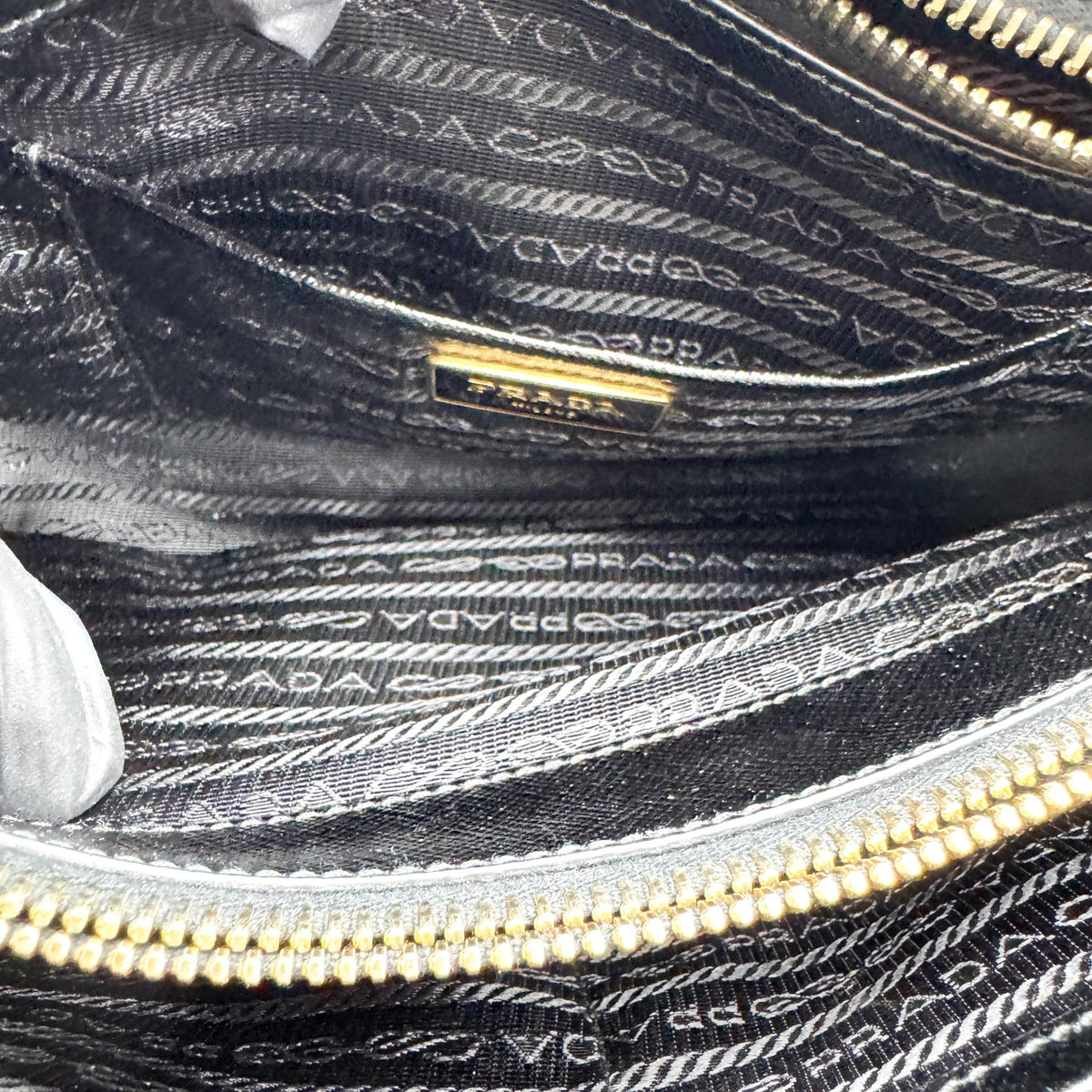 Prada Saffiano Luxe Top Handle Tote Bag Gold Hardware Black