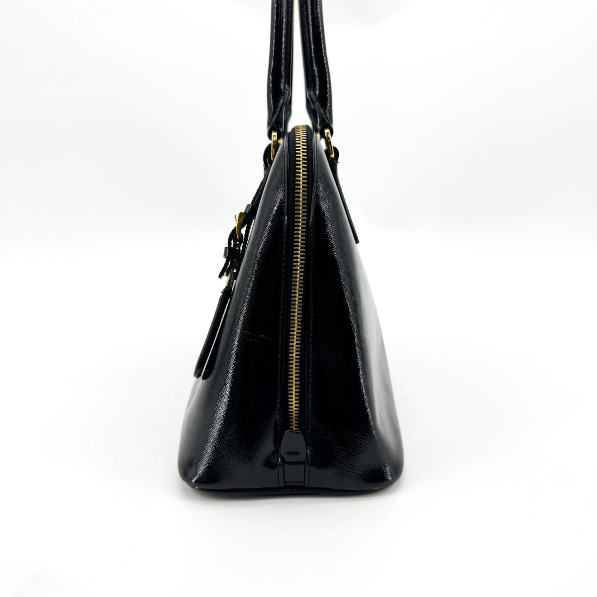 Prada Saffiano Luxe Top Handle Tote Bag Gold Hardware Black