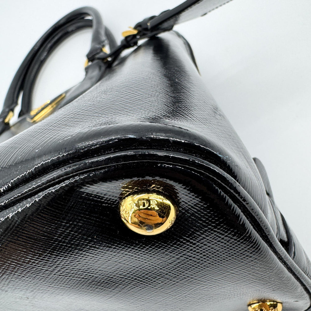 Prada Saffiano Luxe Top Handle Tote Bag Gold Hardware Black