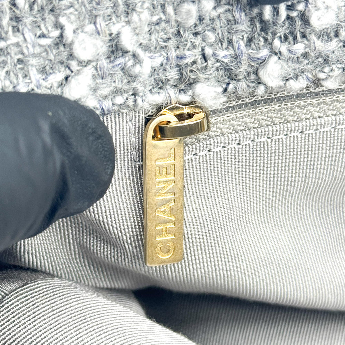Chanel 19 Mini Flap Bag Tweed Grey