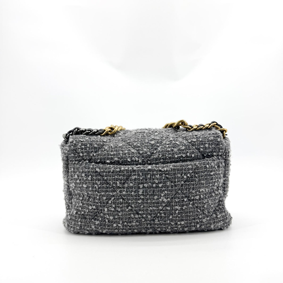Chanel 19 Mini Flap Bag Tweed Grey