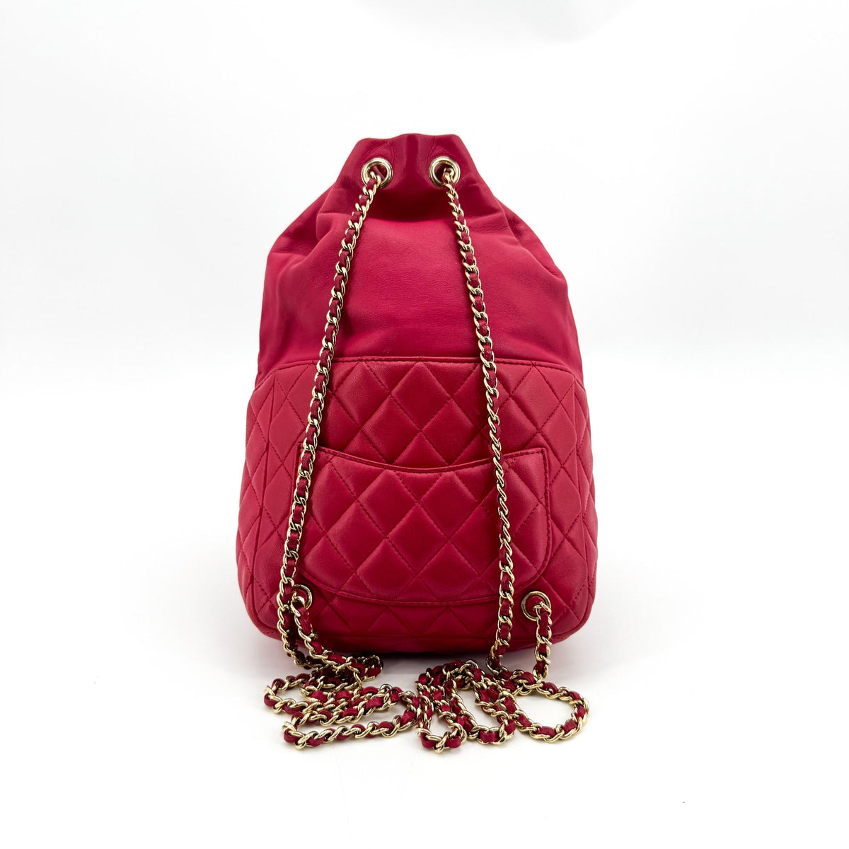 Chanel Quilted Lambskin Mini Drawstring Backpack Pink Champagne Gold