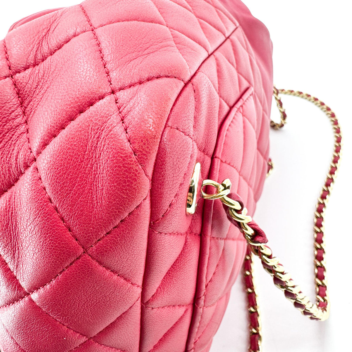 Chanel Quilted Lambskin Mini Drawstring Backpack Pink Champagne Gold