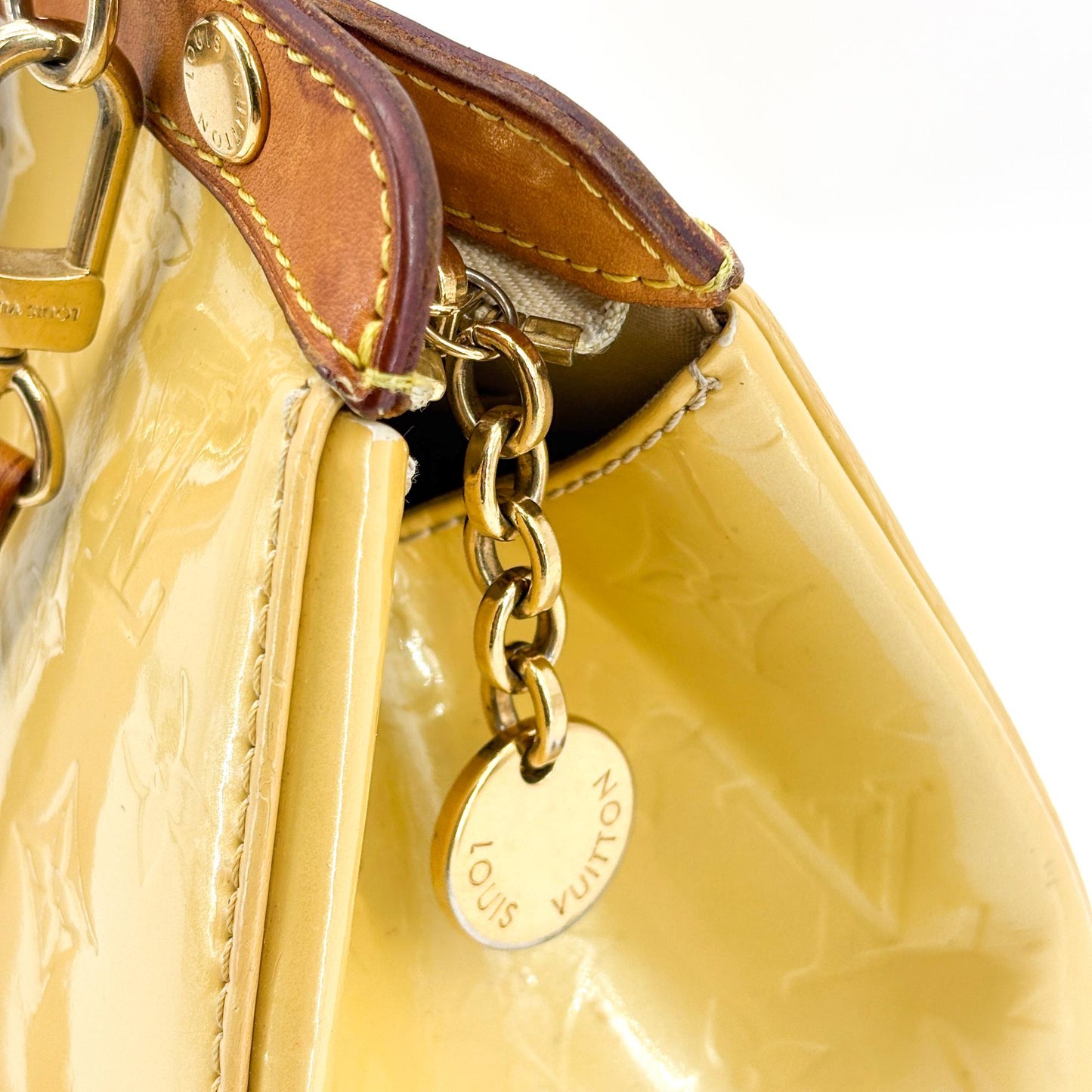 Louis Vuitton Monogram Vernis Brea MM Yellow Beige