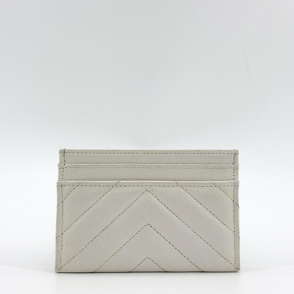 Chanel Boy Chevron Card Holder White Caviar Gold Hardware