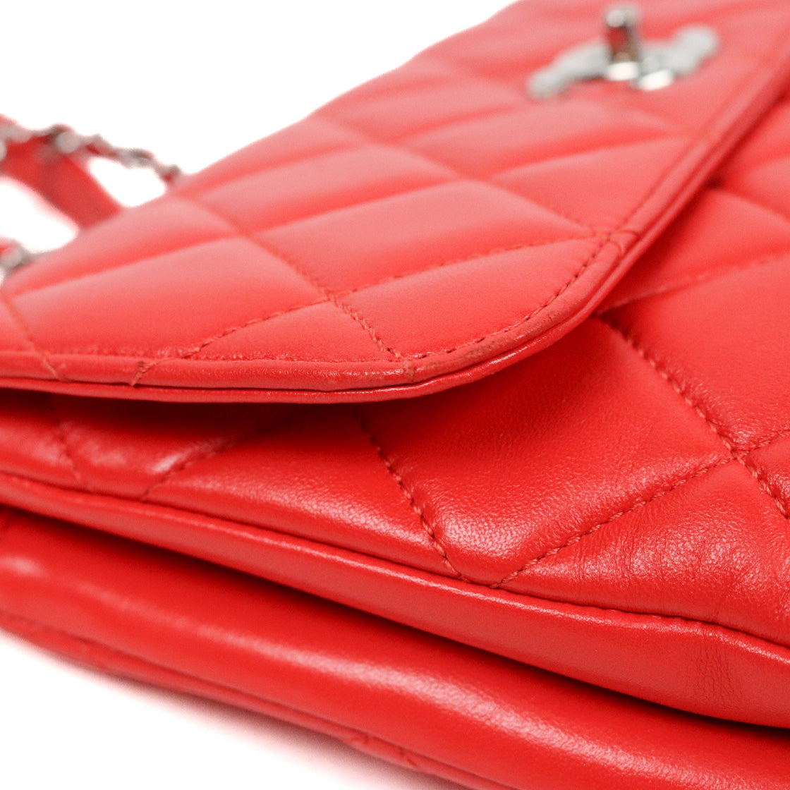 Chanel Red Lambskin Trendy CC Shoulder Bag