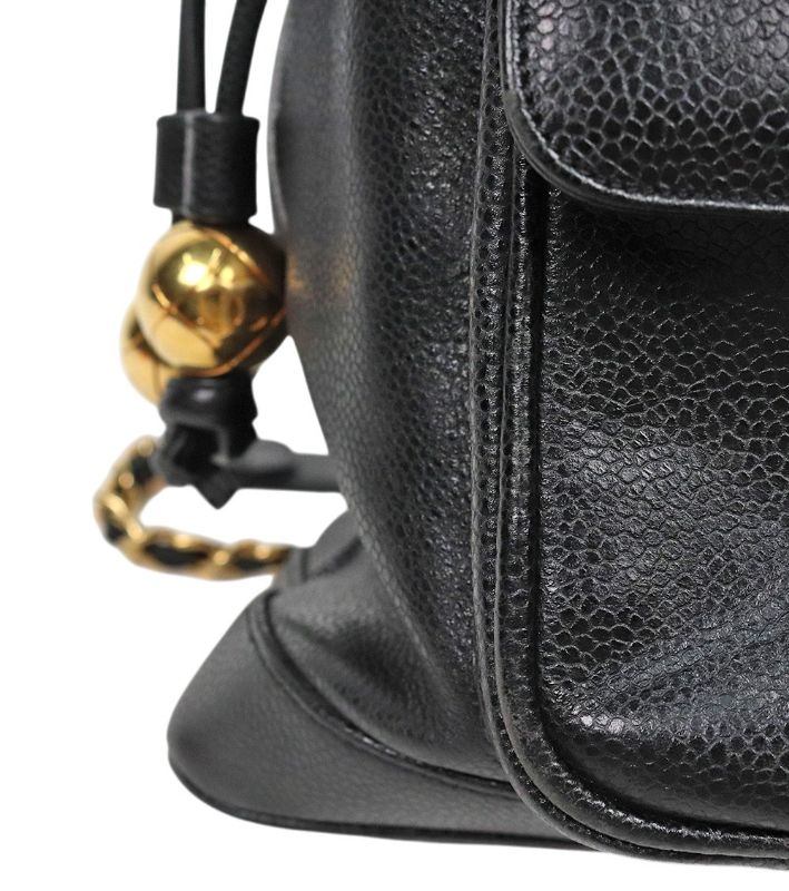 Chanel Black Caviar Drawstring Pocket Backpack