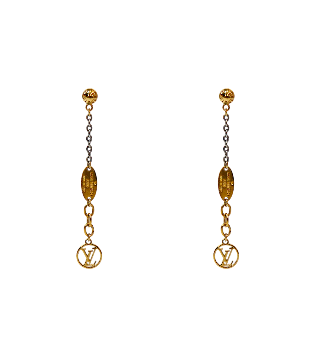 Louis Vuitton Logo Mania Gold Earrings