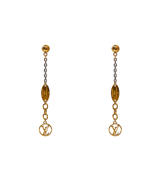 Louis Vuitton Logo Mania Gold Earrings