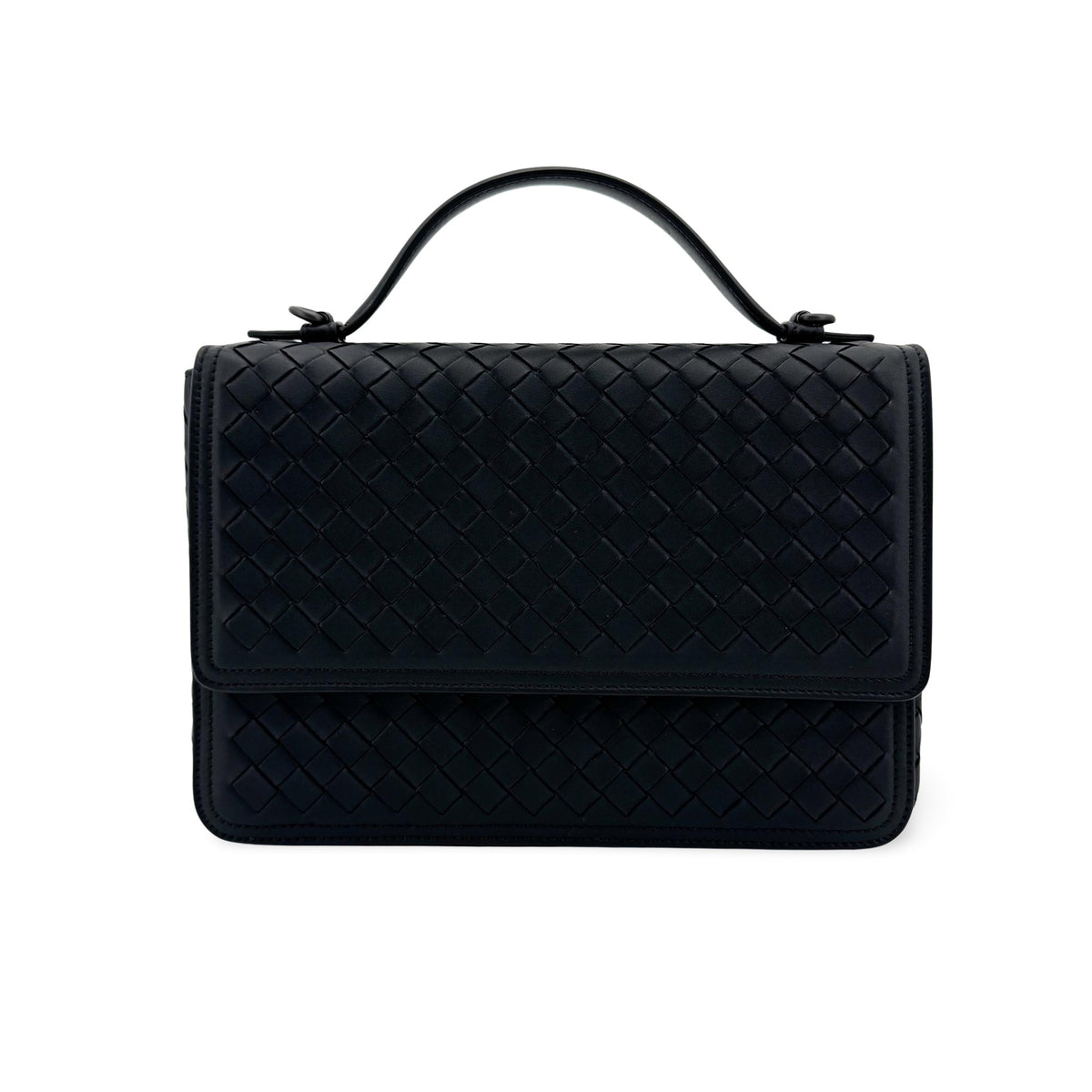 Bottega Veneta Intrecciato Alumna Top Handle Bag Black