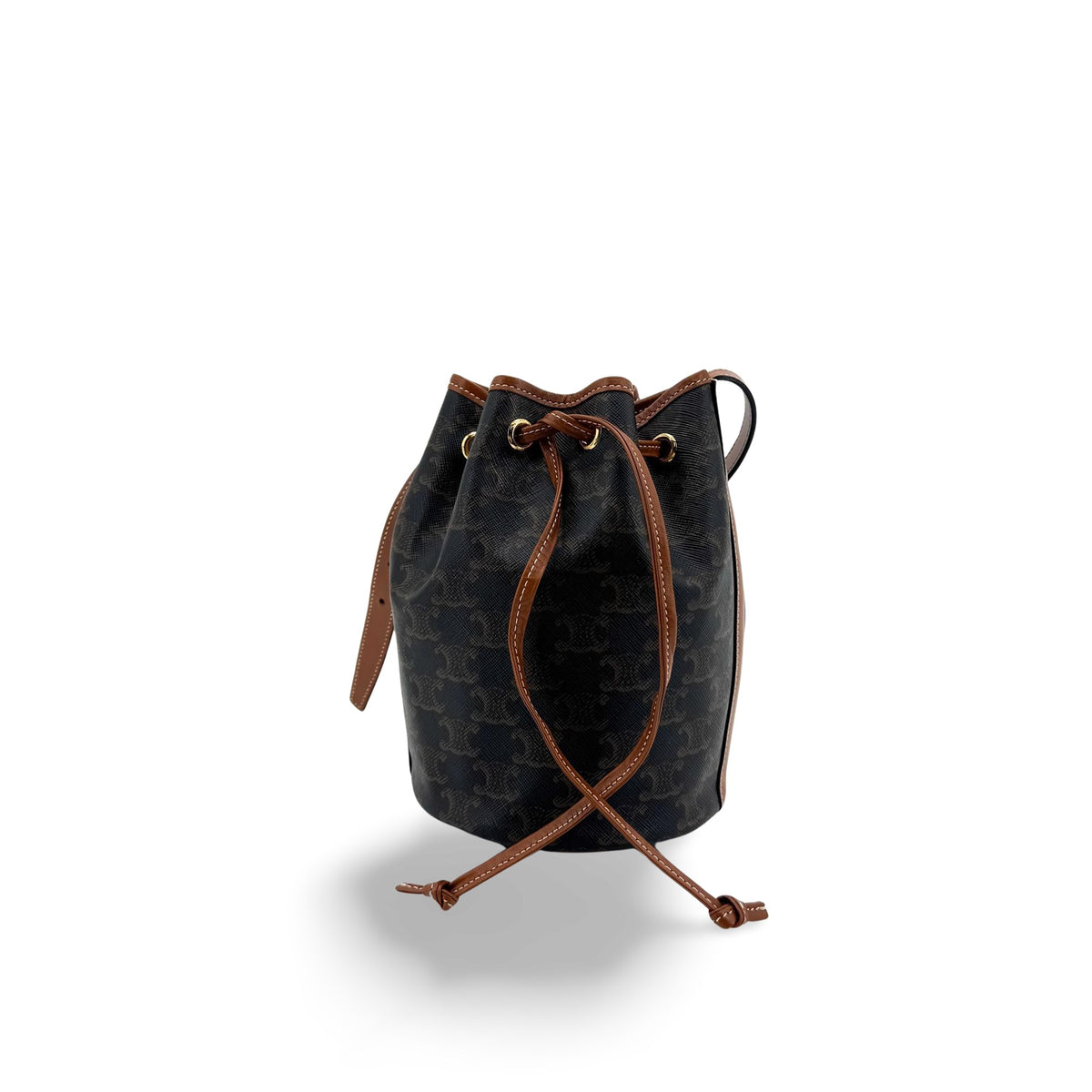 Celine Triomphe Canvas Small Bucket Bag Tan
