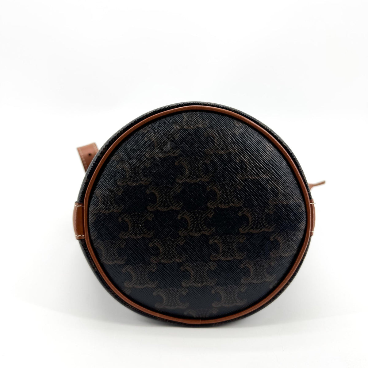 Celine Triomphe Canvas Small Bucket Bag Tan
