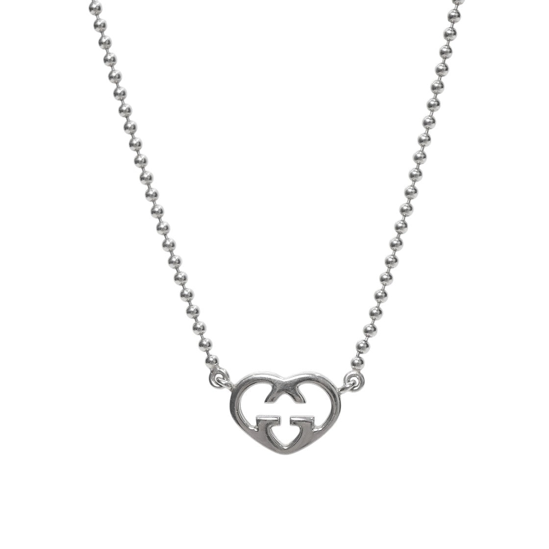 Gucci Heart Interlocking G Silver Necklace