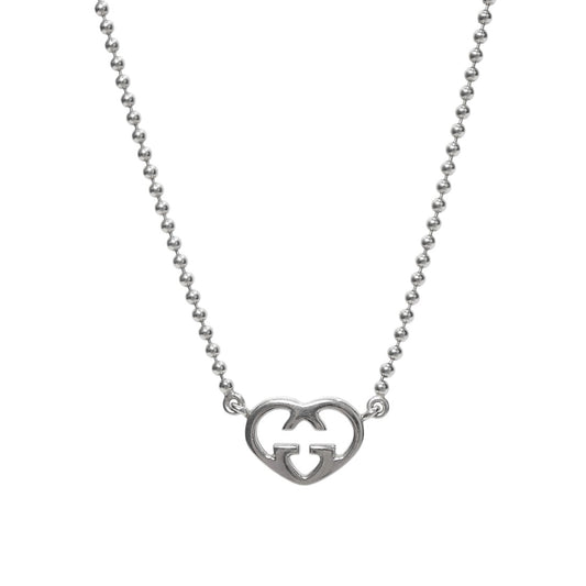 Gucci Heart Interlocking G Silver Necklace