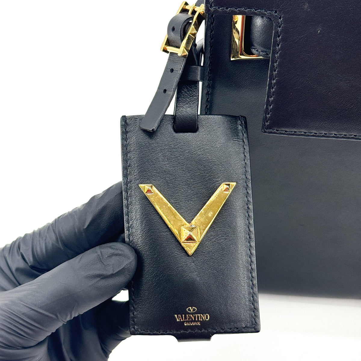 Valentino Rockstud Shoulder Bag Black with Gold Hardware