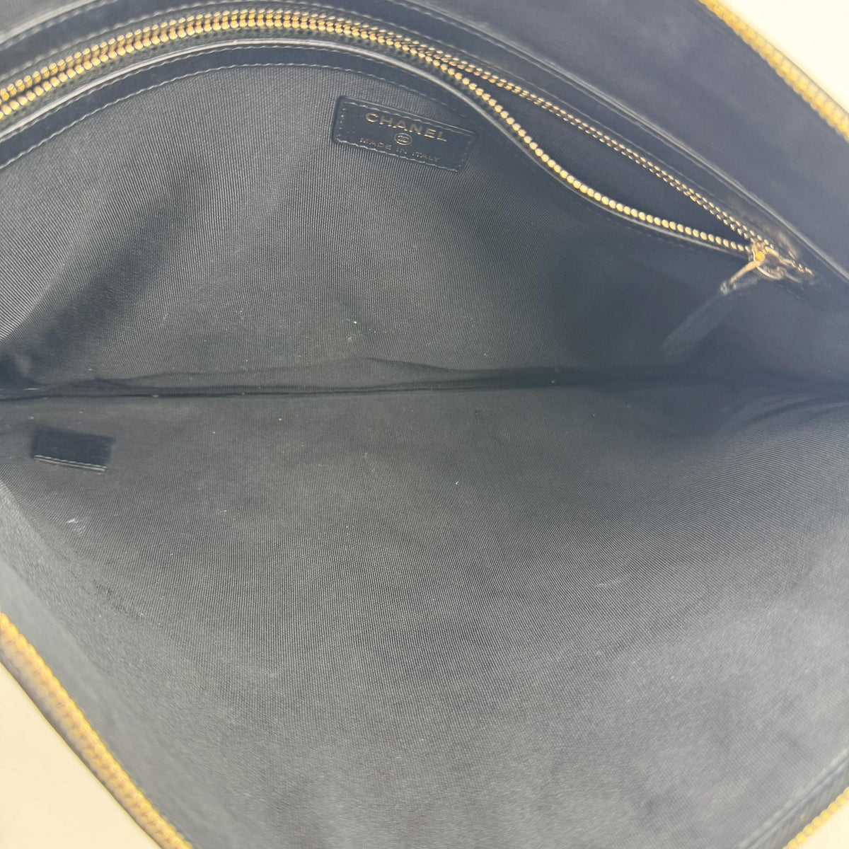 Chanel Boy Caviar Large Clutch Gold Hardware Black