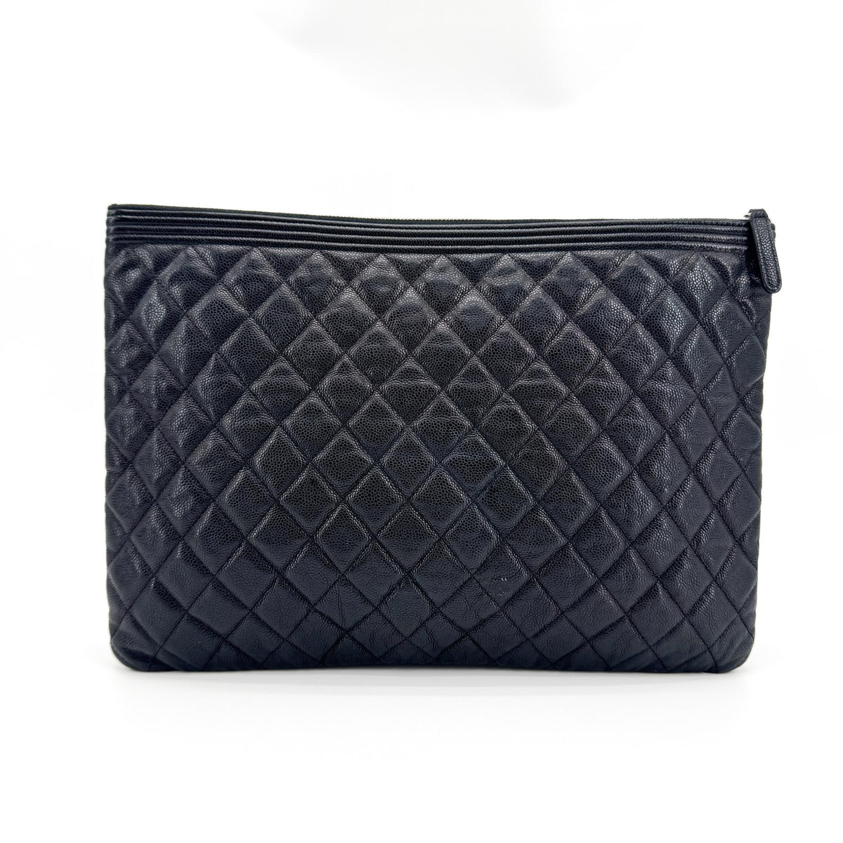 Chanel Boy Caviar Large Clutch Gold Hardware Black