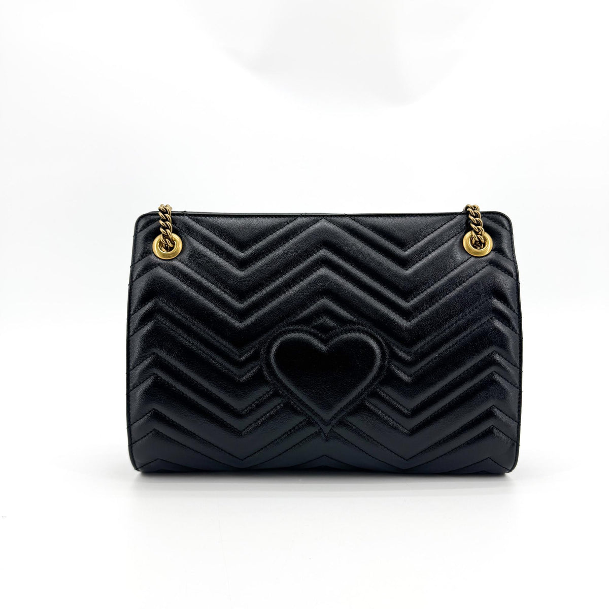 Gucci GG Marmont Small Matelassé Chain Shoulder Bag Black with Gold Hardware
