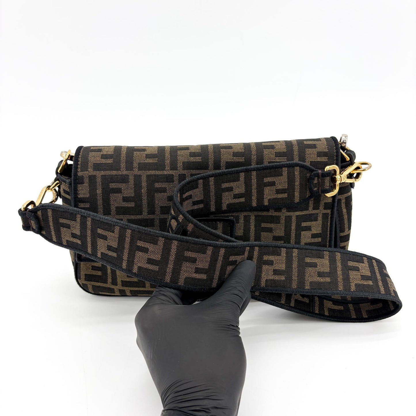 Fendi Zucca Canvas Baguette Bag Brown