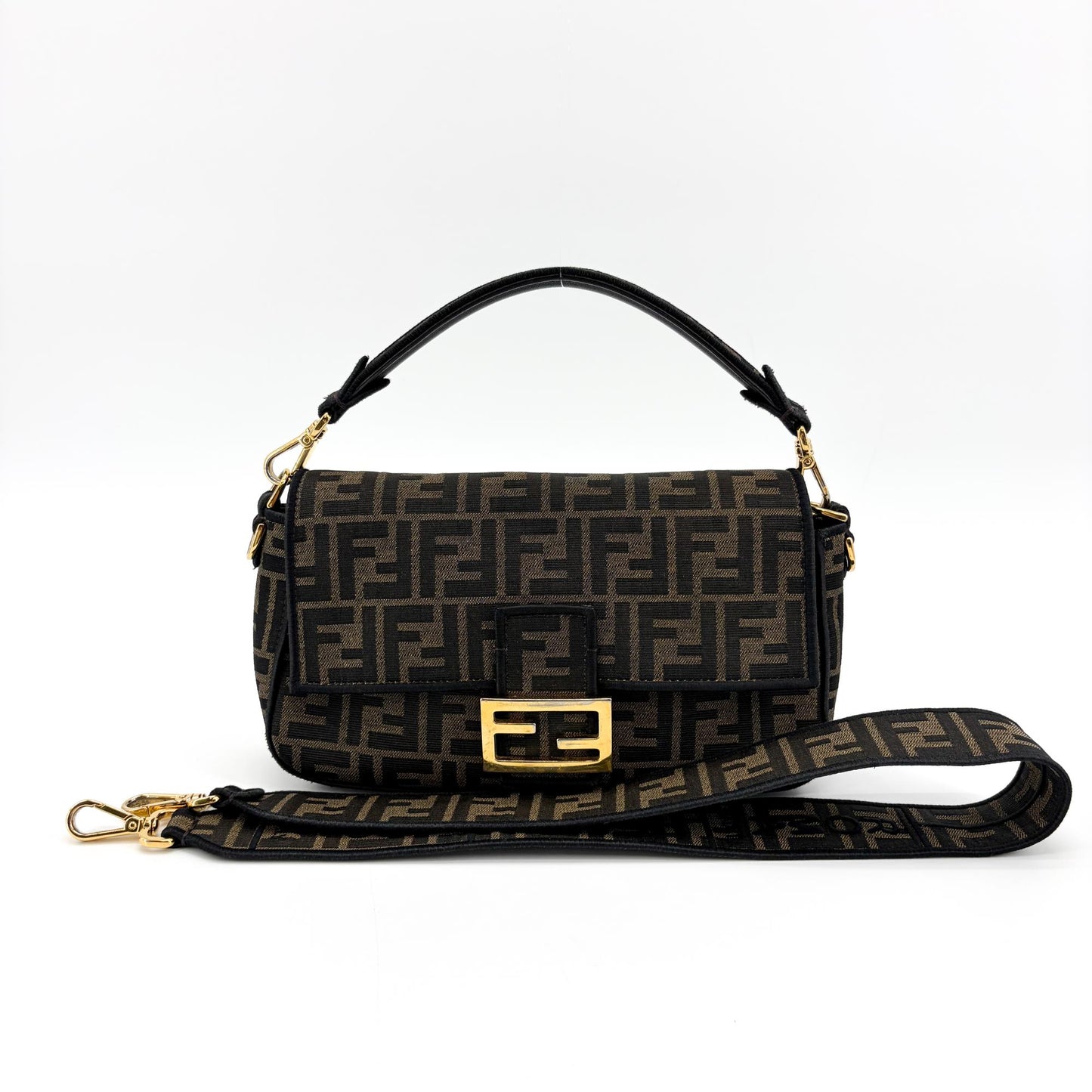 Fendi Zucca Canvas Baguette Bag Brown