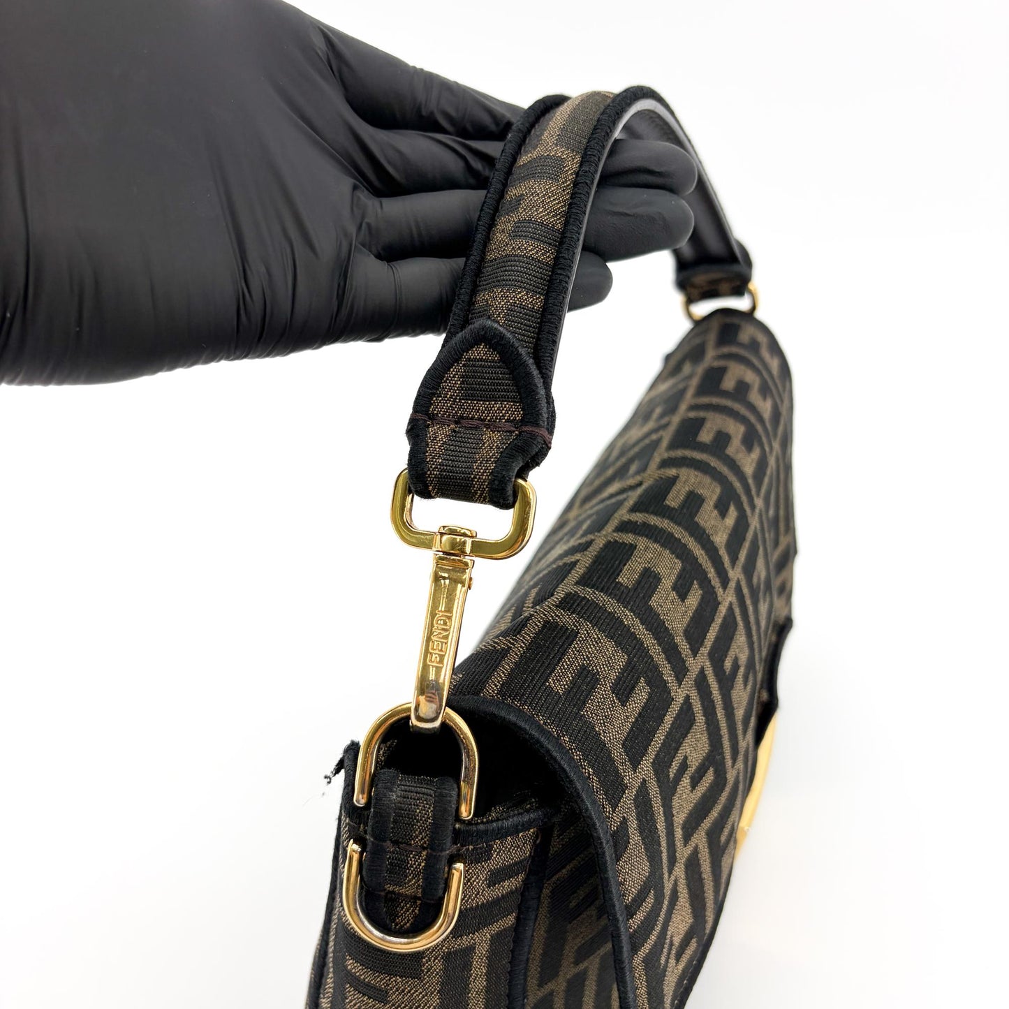Fendi Zucca Canvas Baguette Bag Brown