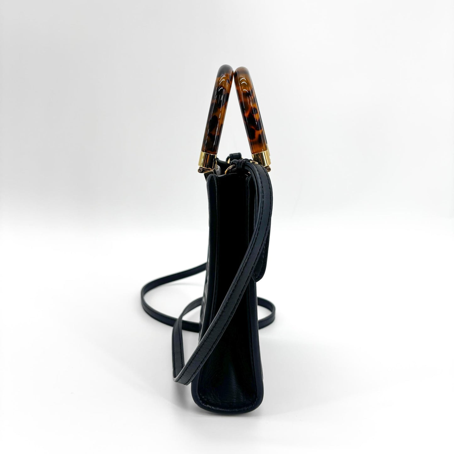 Fendi Mini Sunshine Shopper Bag Black Leather