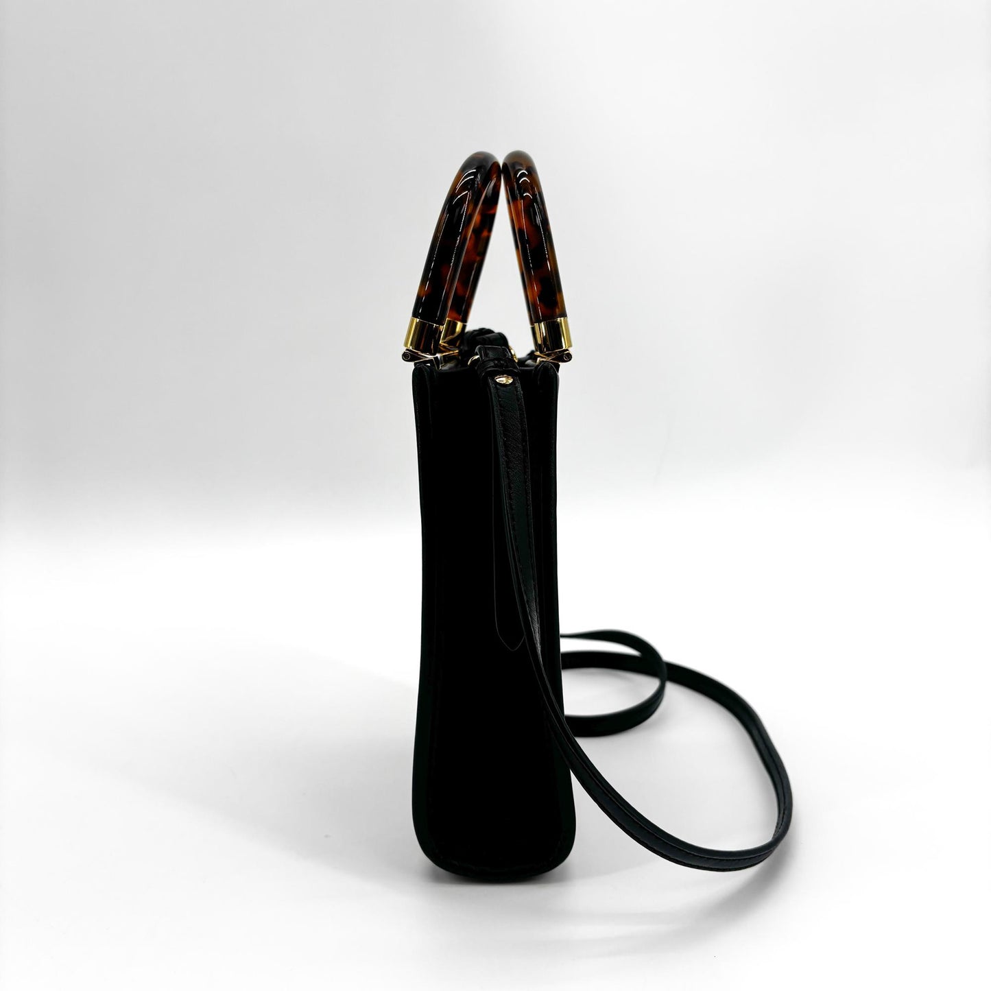 Fendi Mini Sunshine Shopper Bag Black Leather