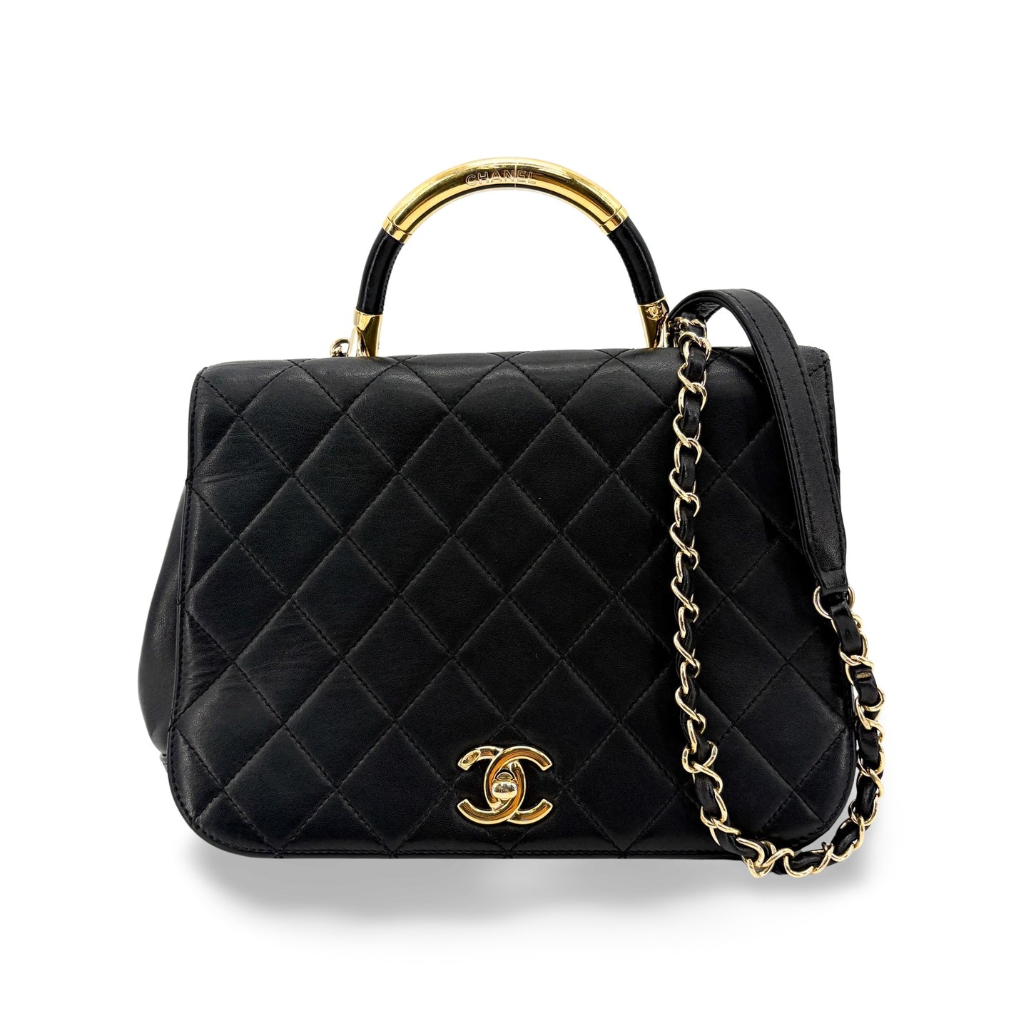 Chanel Small Trendy CC Top Handle Bag Black Gold Hardware