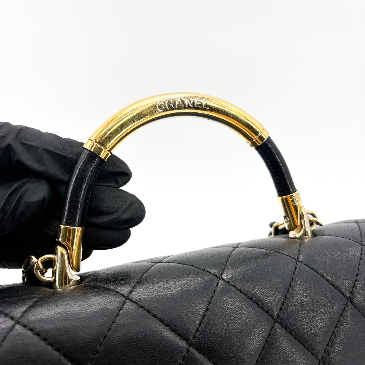 Chanel Small Trendy CC Top Handle Bag Black Gold Hardware
