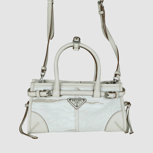 Small Print Linen Bonnie Tote Bag Crossbody 1BA486