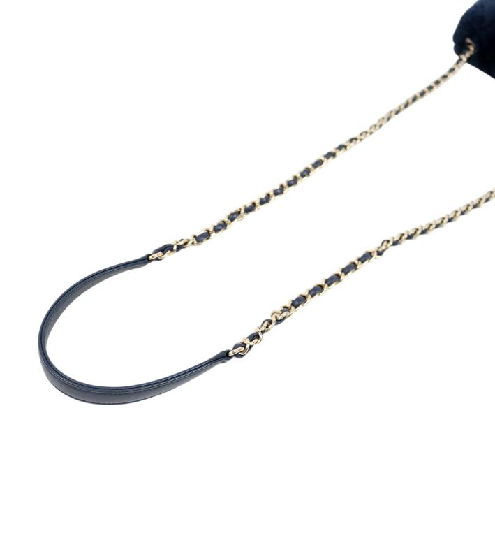 Chanel Navy Shearling Chain Shoulder Bag
