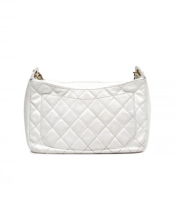 Chanel White Caviar Skin Timeless Shoulder Bag