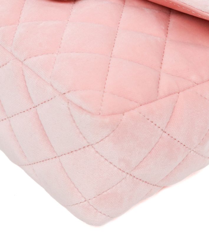 Chanel Season Mini Pink Velvet Shoulder Bag