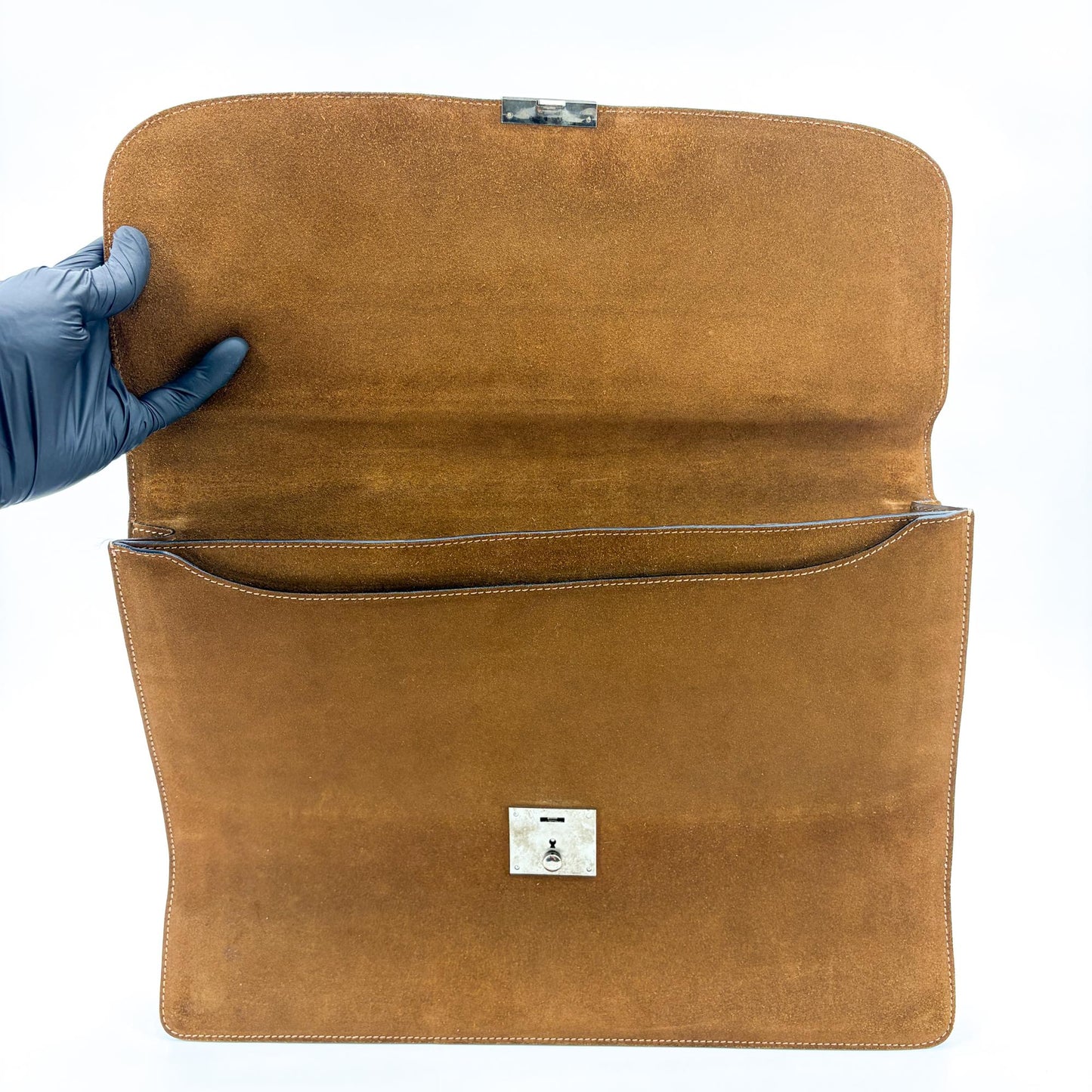 Valextra Suede Briefcase Brown